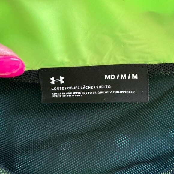 Under Armour Womens Off-Pitch Anorak 2.0 Jacket Hoodie Turquoise Lime Green Sz M - Picture 13 of 15